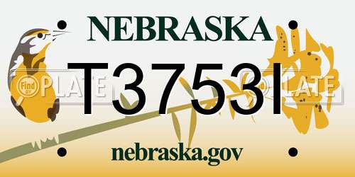 T3753I Nebraska License Plate