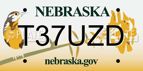 T37UZD Nebraska License Plate