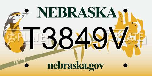 T3849V Nebraska License Plate