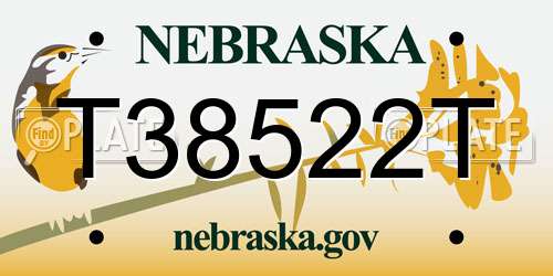 T38522T Nebraska License Plate