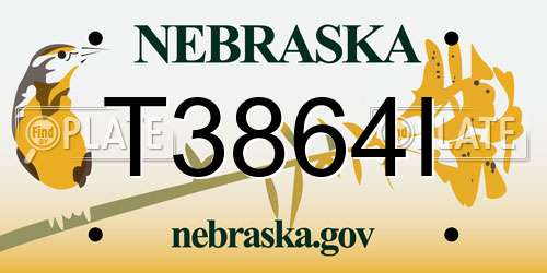 T3864I Nebraska License Plate