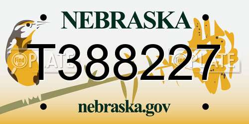 T388227 Nebraska License Plate