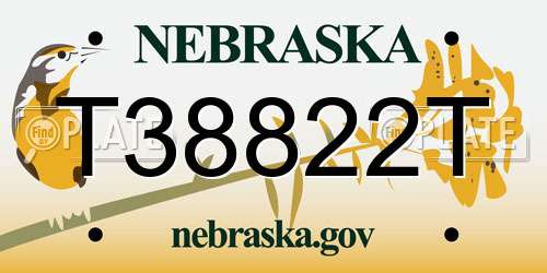 T38822T Nebraska License Plate