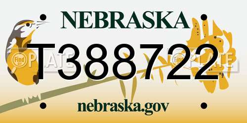 T388722 Nebraska License Plate