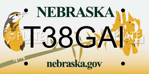 T38GAI Nebraska License Plate