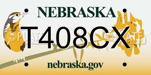 T408CX Nebraska License Plate
