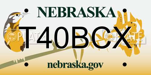 T40BCX Nebraska License Plate