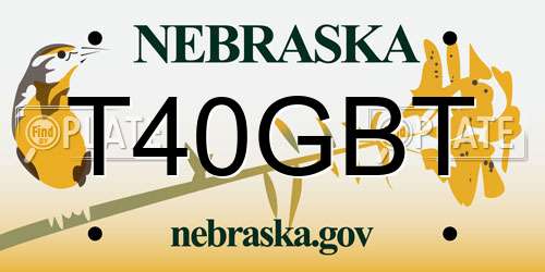T40GBT Nebraska License Plate