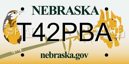 T42PBA Nebraska License Plate