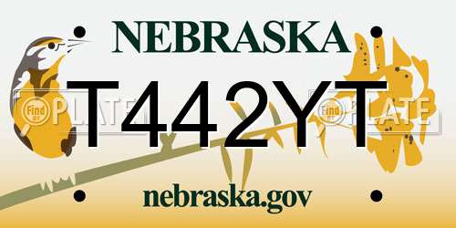 T442YT Nebraska License Plate