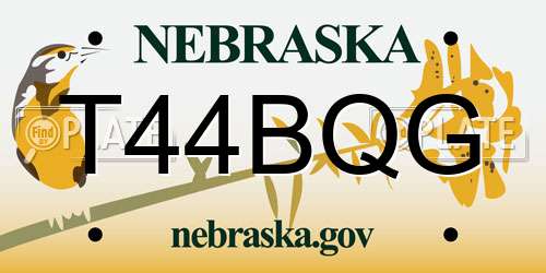 T44BQG Nebraska License Plate