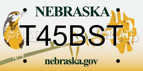 T45BST Nebraska License Plate