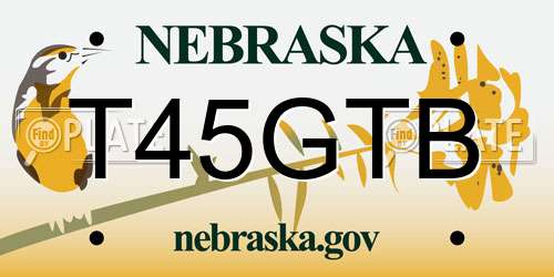 T45GTB Nebraska License Plate