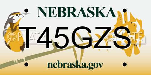 T45GZS Nebraska License Plate