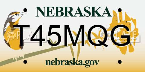 T45MQG Nebraska License Plate