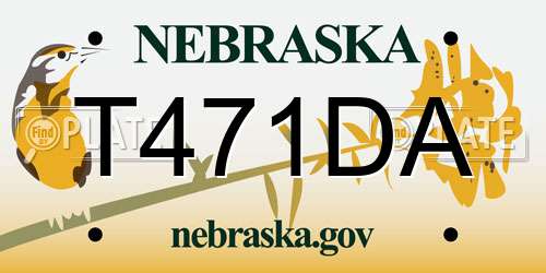 T471DA Nebraska License Plate