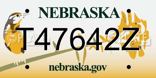 T47642Z Nebraska License Plate