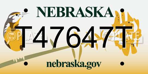 T47647T Nebraska License Plate