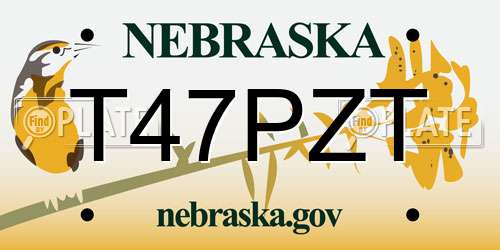 T47PZT Nebraska License Plate
