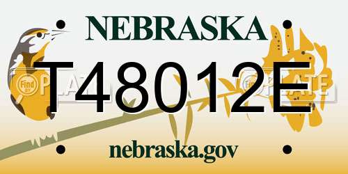 T48012E Nebraska License Plate