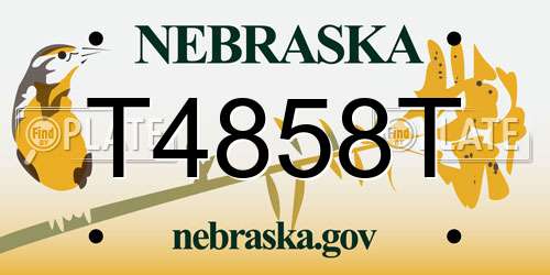T4858T Nebraska License Plate