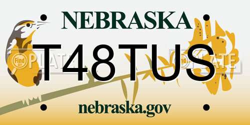 T48TUS Nebraska License Plate