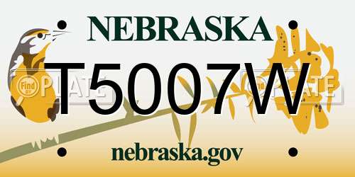 T5007W Nebraska License Plate