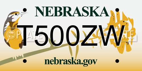 T500ZW Nebraska License Plate