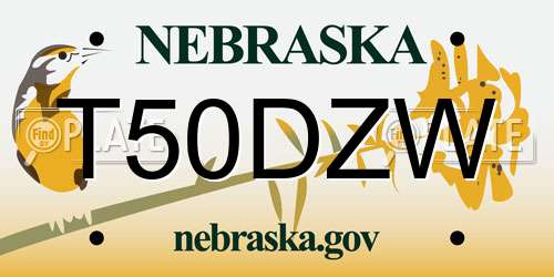 T50DZW Nebraska License Plate