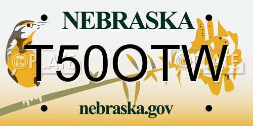 T50OTW Nebraska License Plate