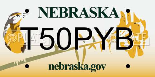 T50PYB Nebraska License Plate