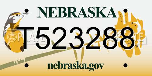T523288 Nebraska License Plate