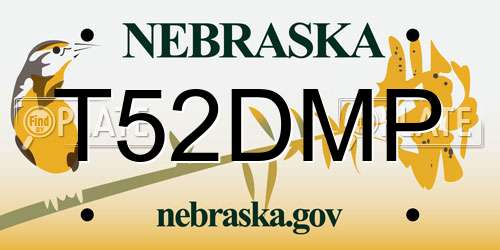 T52DMP Nebraska License Plate