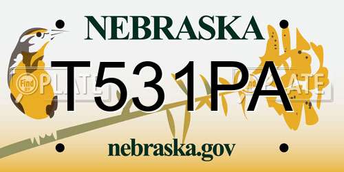 T531PA Nebraska License Plate