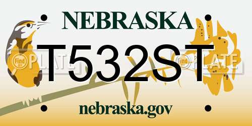 T532ST Nebraska License Plate