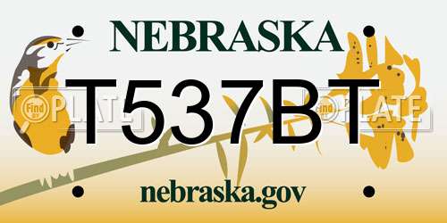 T537BT Nebraska License Plate