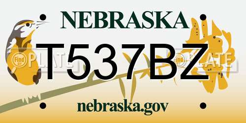 T537BZ Nebraska License Plate