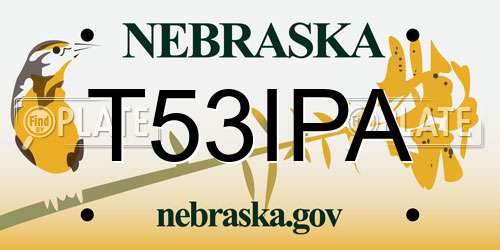 T53IPA Nebraska License Plate