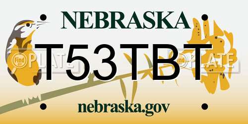 T53TBT Nebraska License Plate