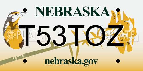 T53TOZ Nebraska License Plate