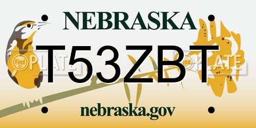 T53ZBT Nebraska License Plate