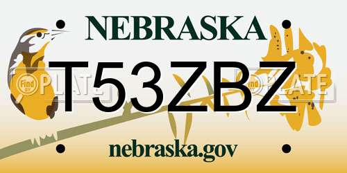 T53ZBZ Nebraska License Plate