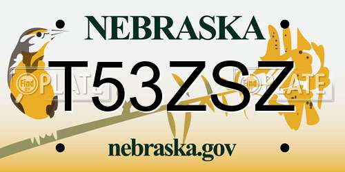 T53ZSZ Nebraska License Plate