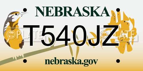 T540JZ Nebraska License Plate