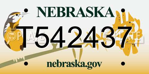 T542437 Nebraska License Plate