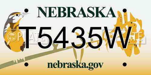 T5435W Nebraska License Plate