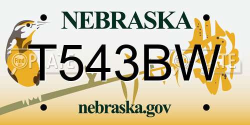 T543BW Nebraska License Plate