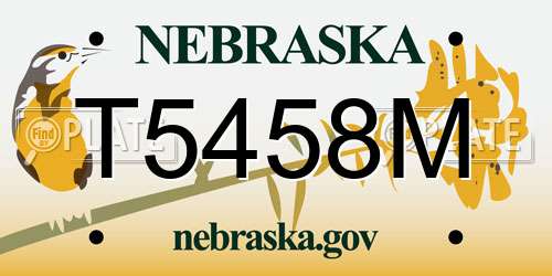 T5458M Nebraska License Plate