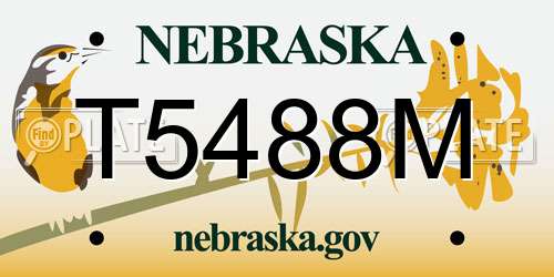 T5488M Nebraska License Plate