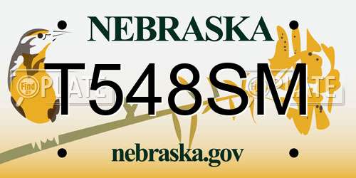 T548SM Nebraska License Plate